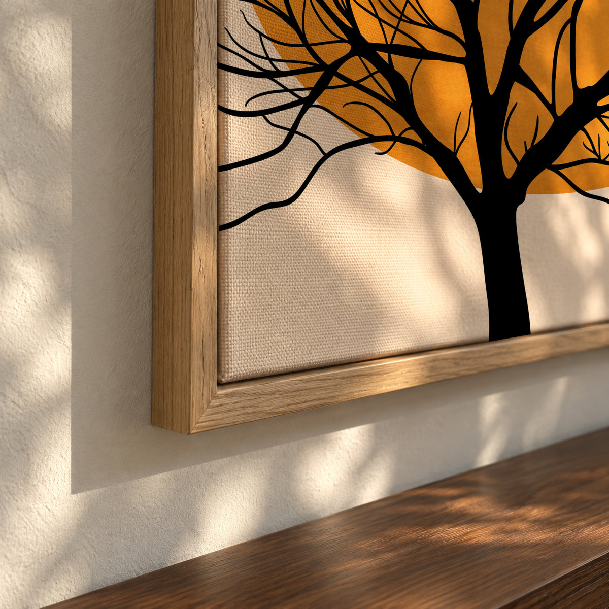 Hiding Sun - Framed canvas detail