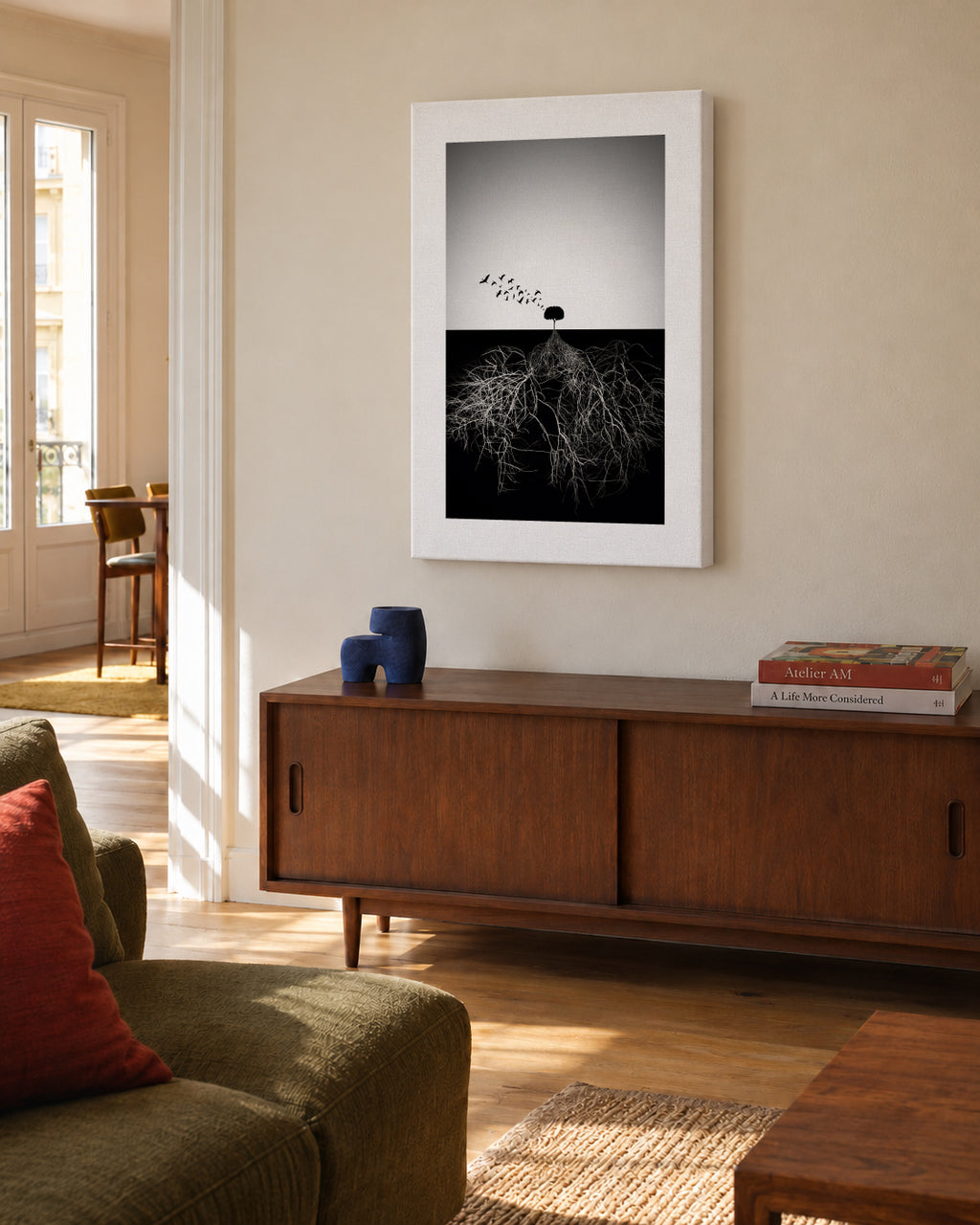 Do not judge according to appearance - Unframed canvas in an interior