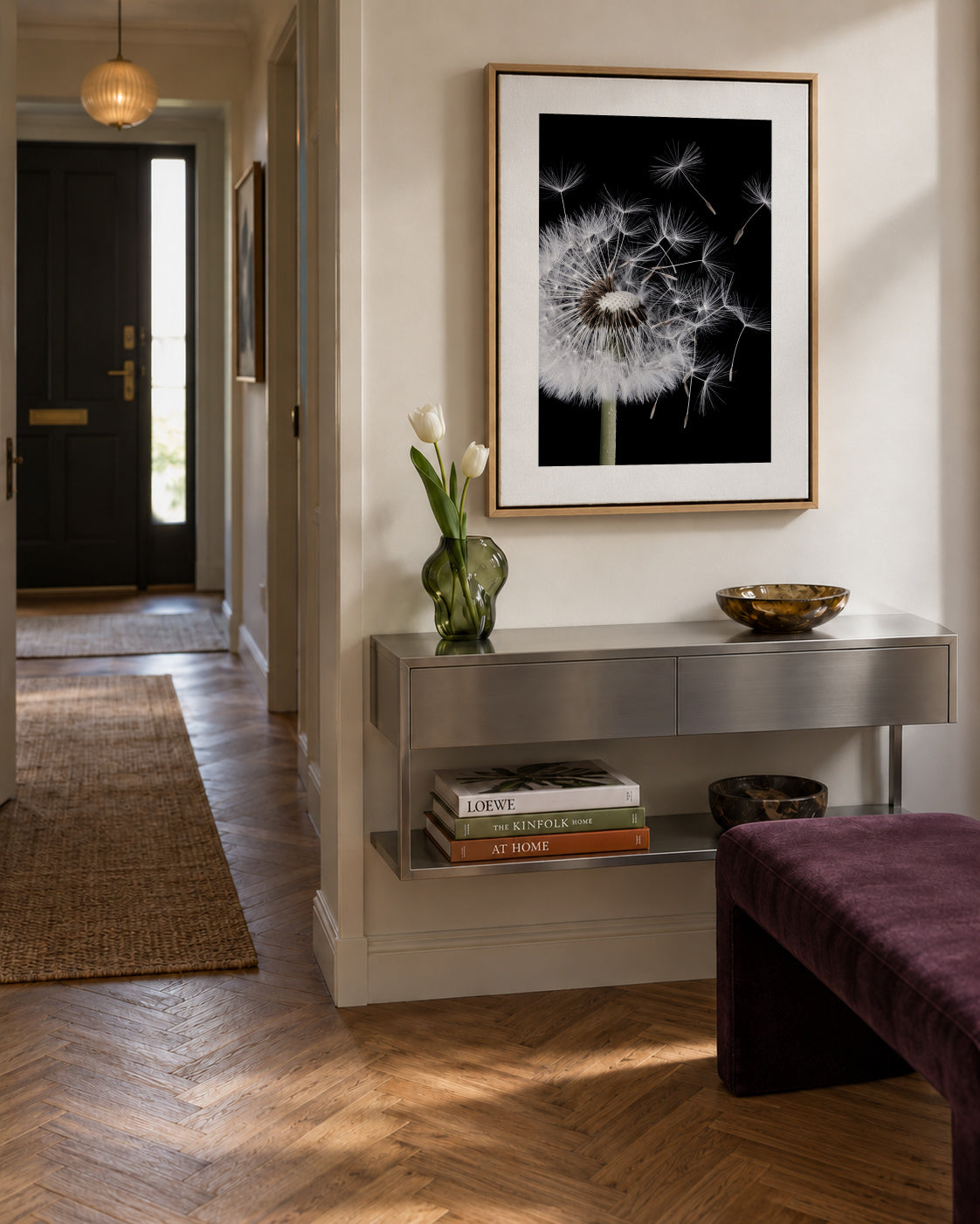 Dandelion Blowing - Framed canvas in an interior