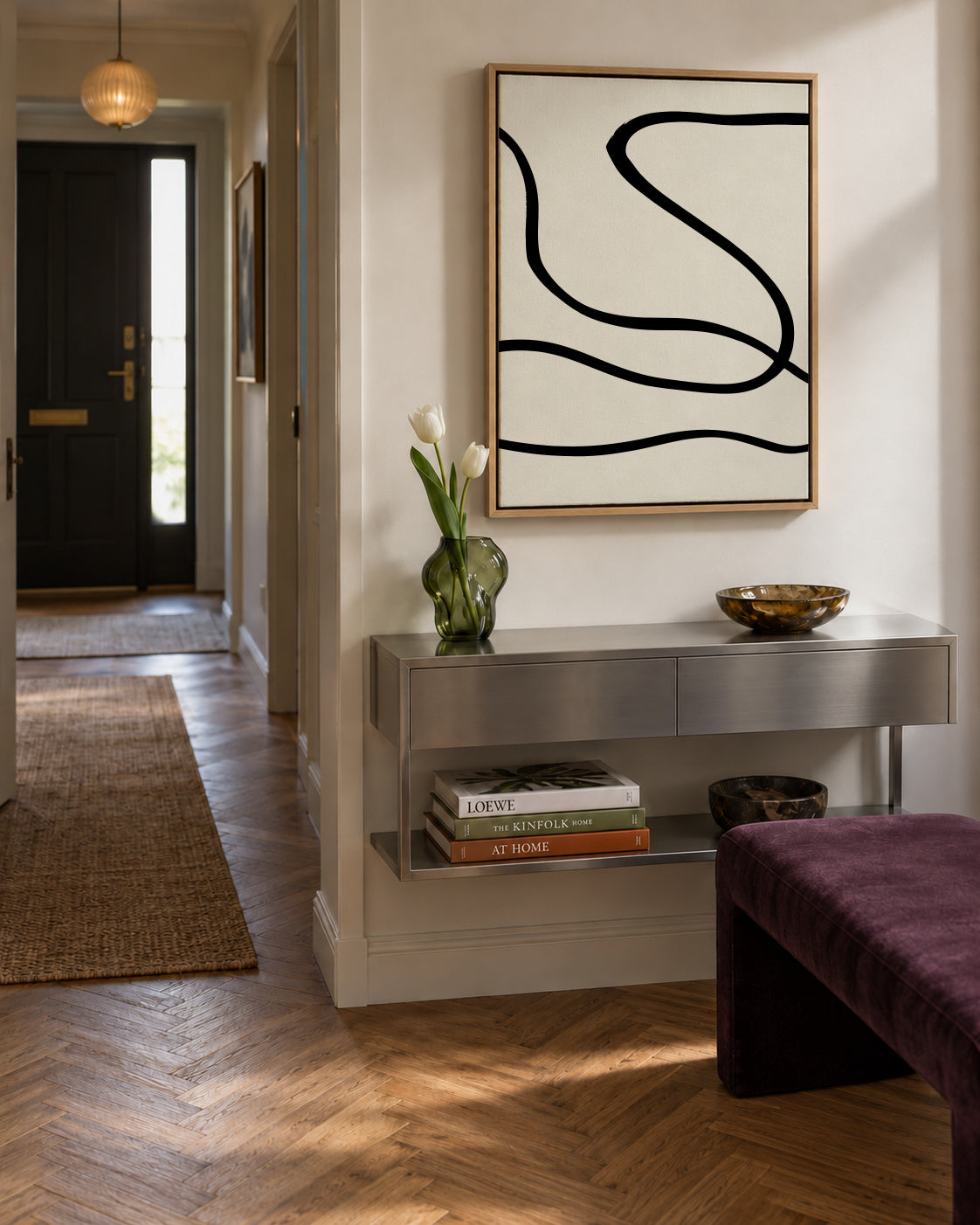 Black Lines 01 - Framed canvas in an interior