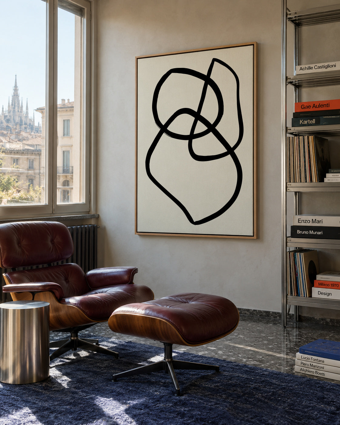 Black Lines 03 - Framed canvas in an interior