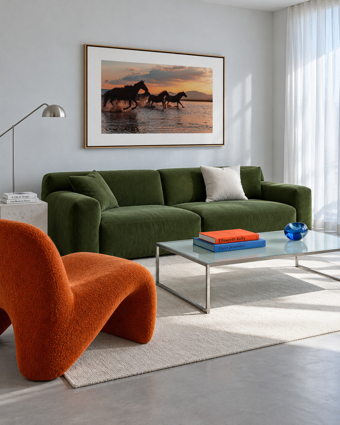 WATER HORSES - Framed canvas in an interior