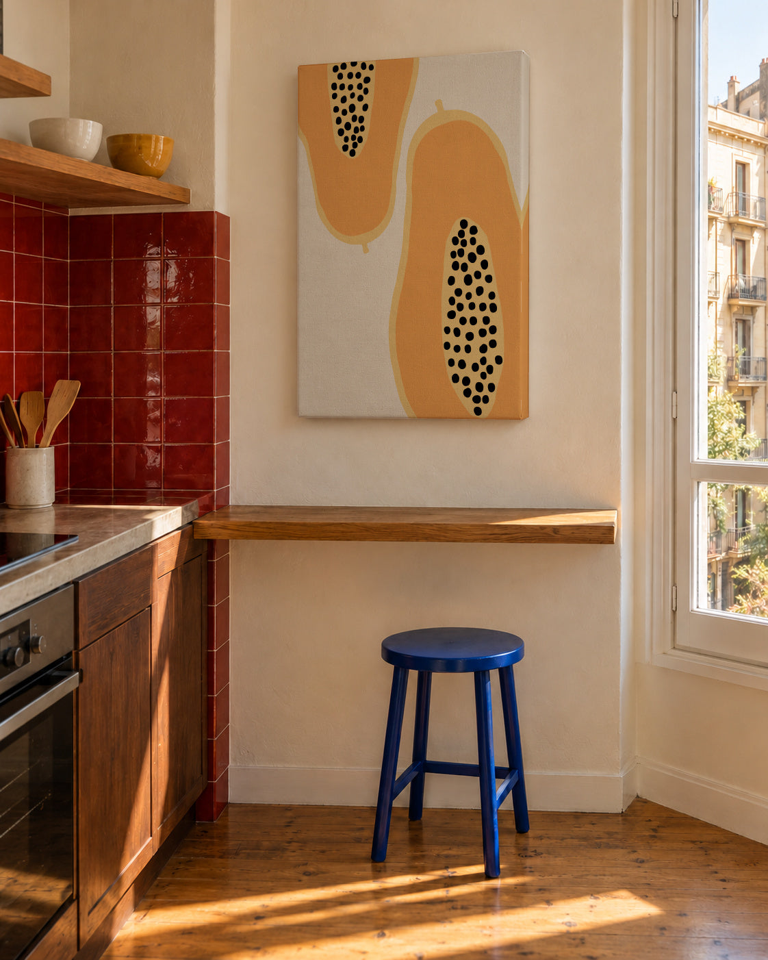 Papaya Fruit - Unframed canvas in an interior
