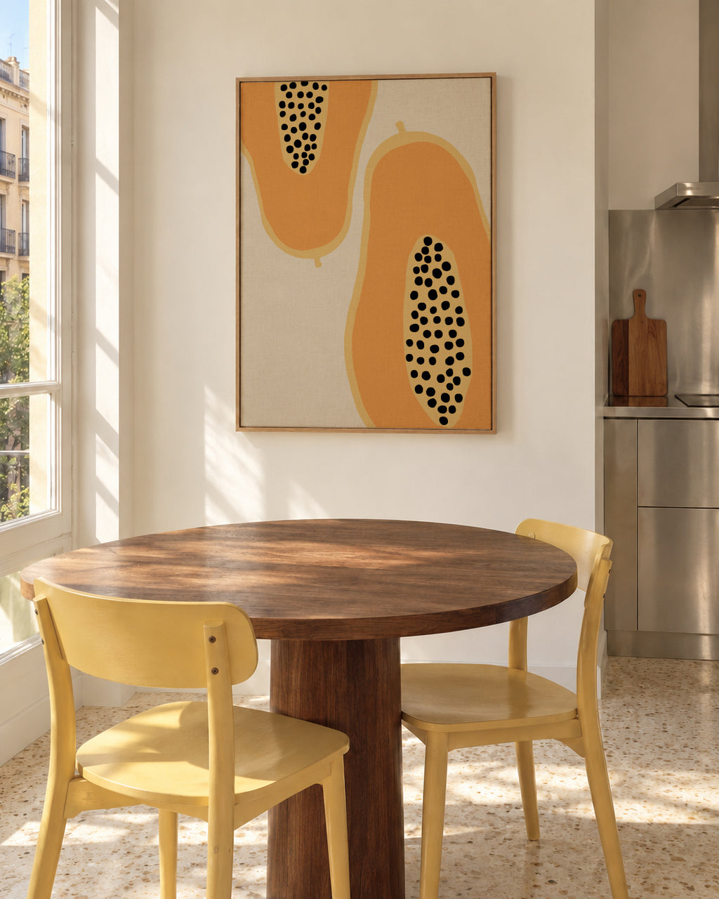 Papaya Fruit - Framed canvas in an interior