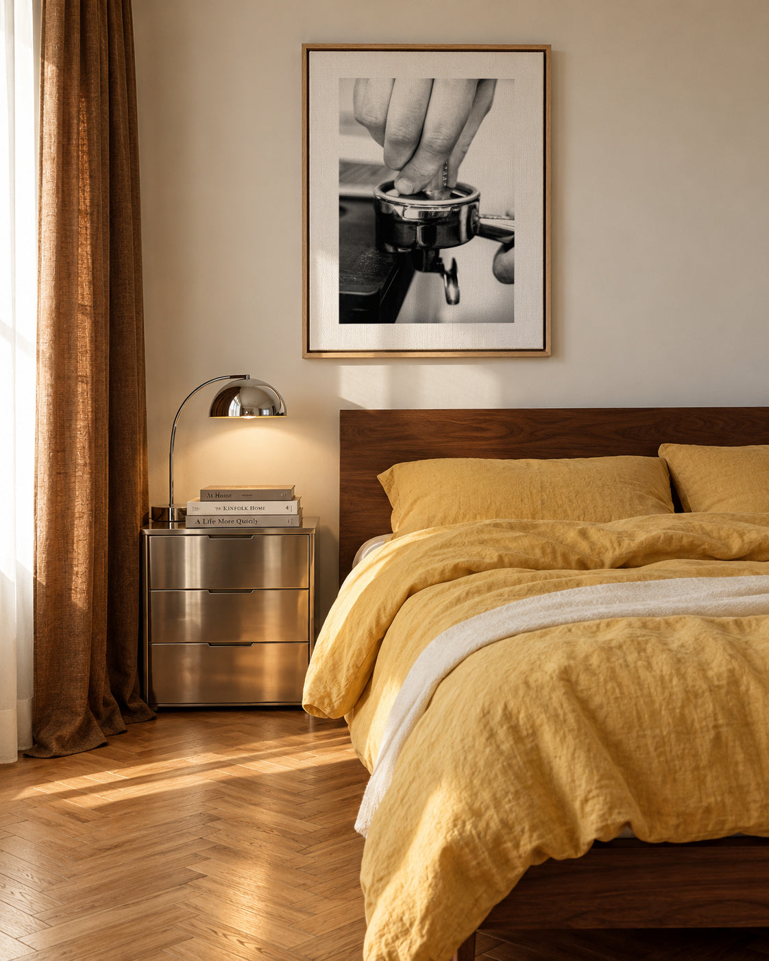 Coffee VII - Framed canvas in an interior