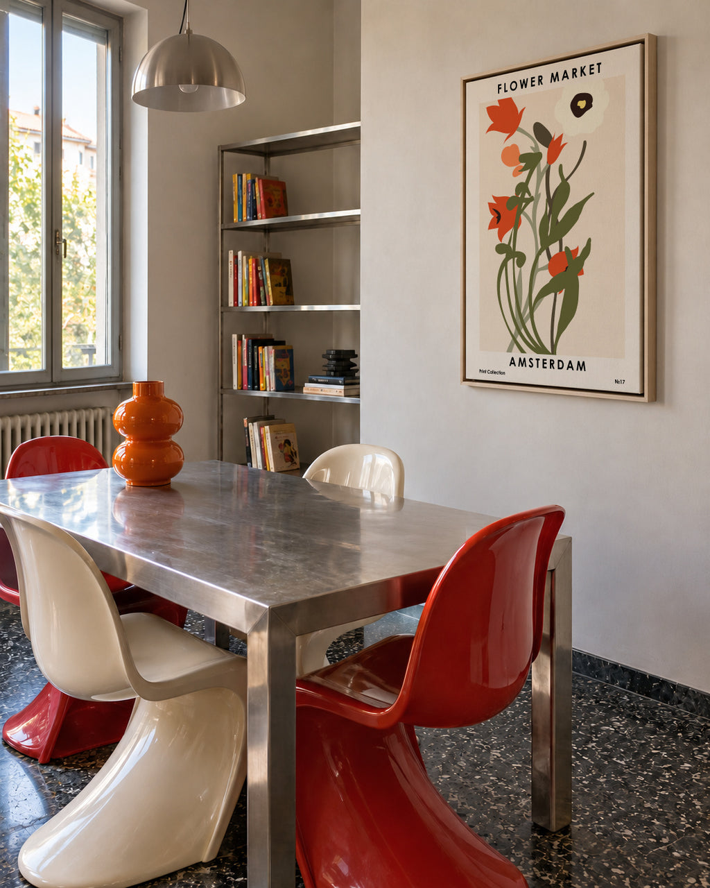 Flower Market Amsterdam - Framed canvas in an interior