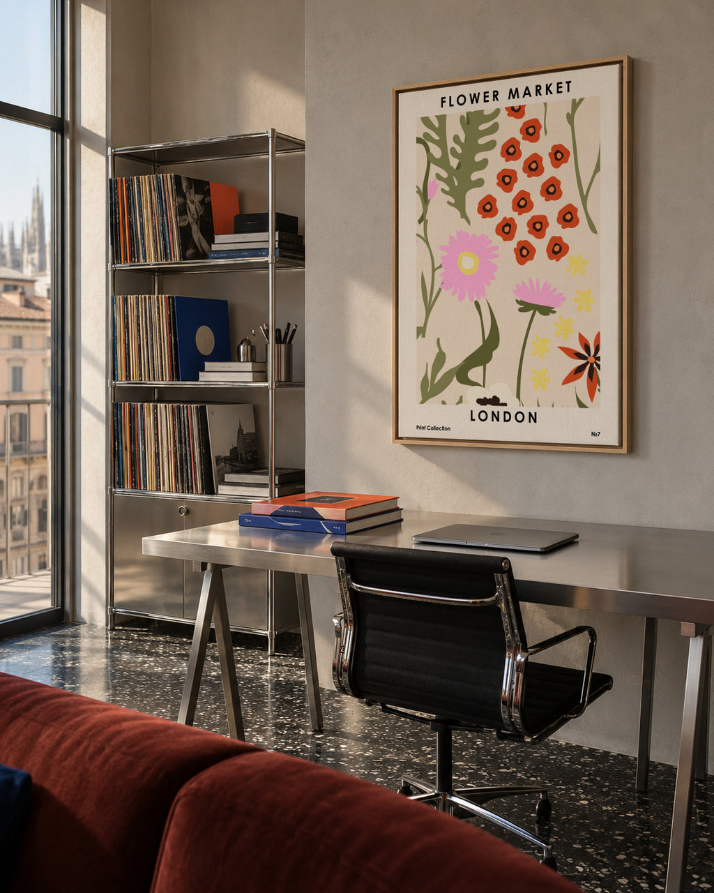 Flower Market London - Framed canvas in an interior