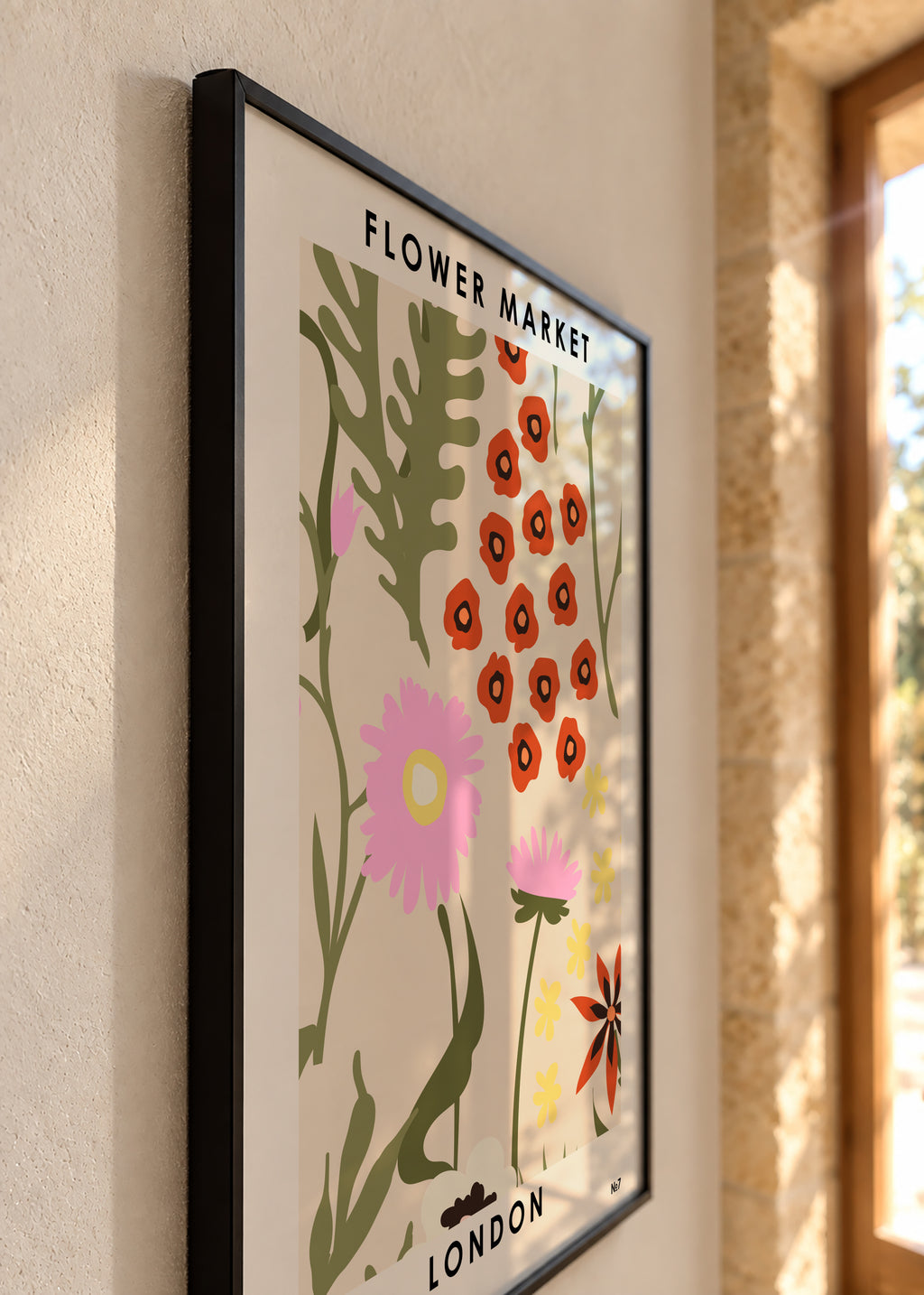 Flower Market London - Framed poster detail