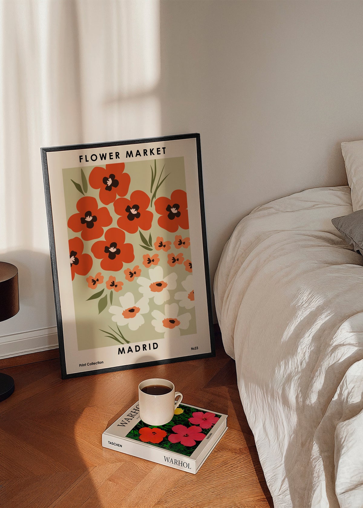 Flower Market Madrid - Framed poster in an interior