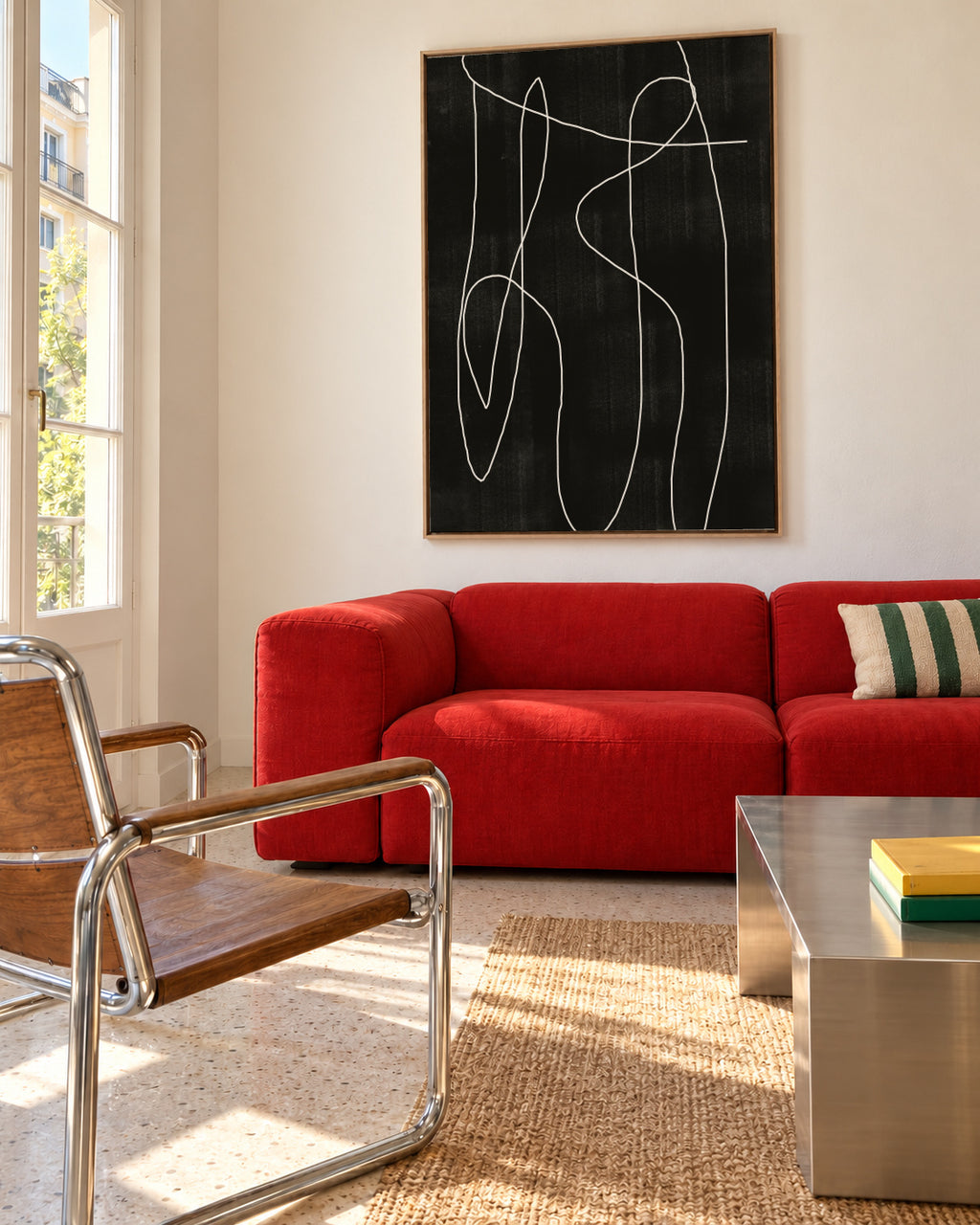 Abstract Line No2. - Framed canvas in an interior