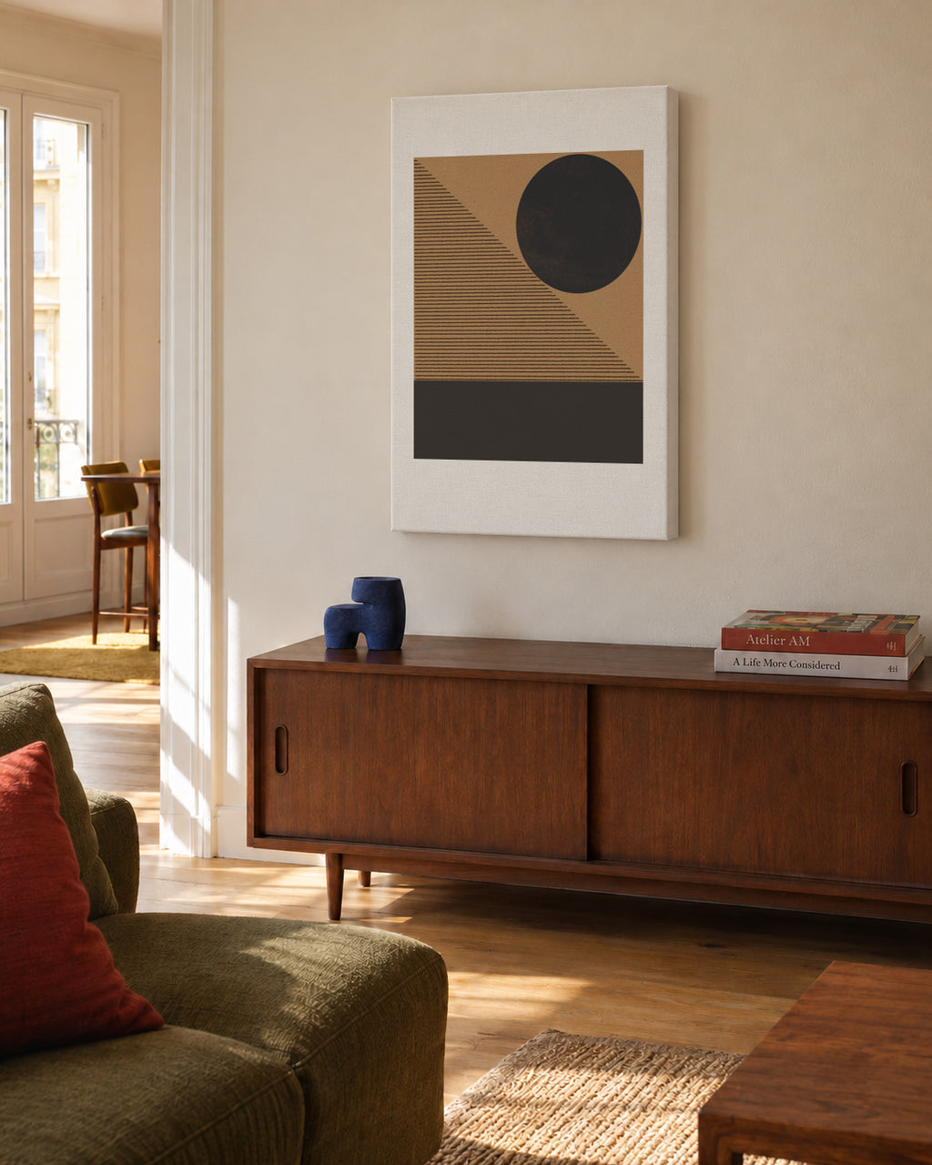 Composition VII - Unframed canvas in an interior