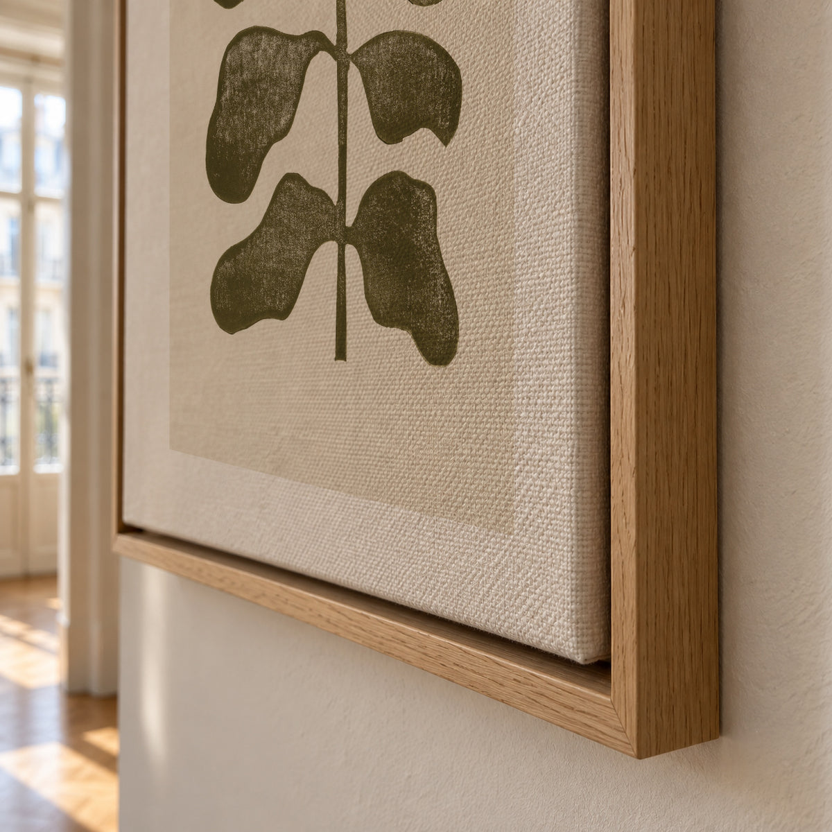 Linocut Plant - Framed canvas detail