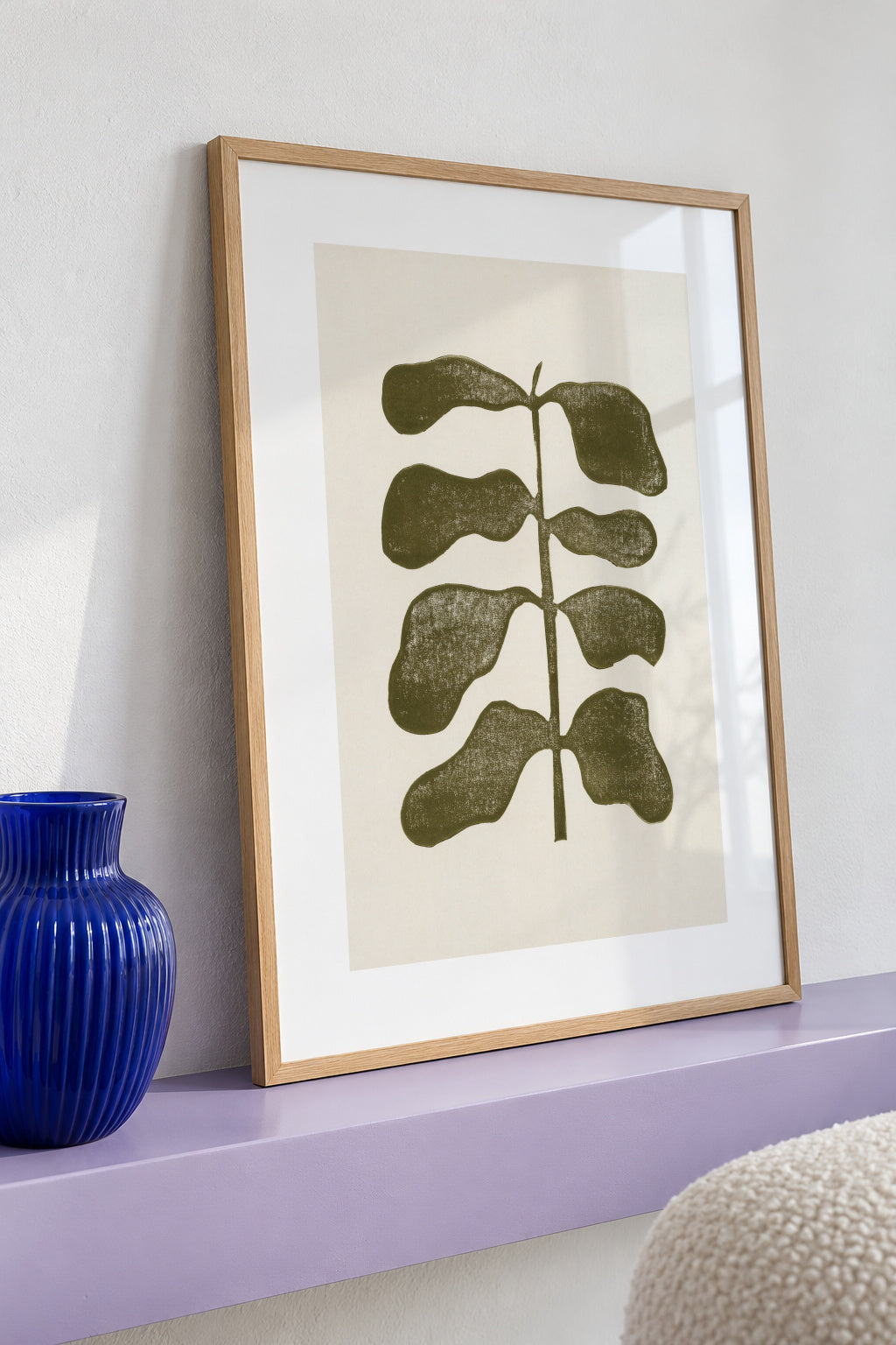 Linocut Plant - Framed poster detail