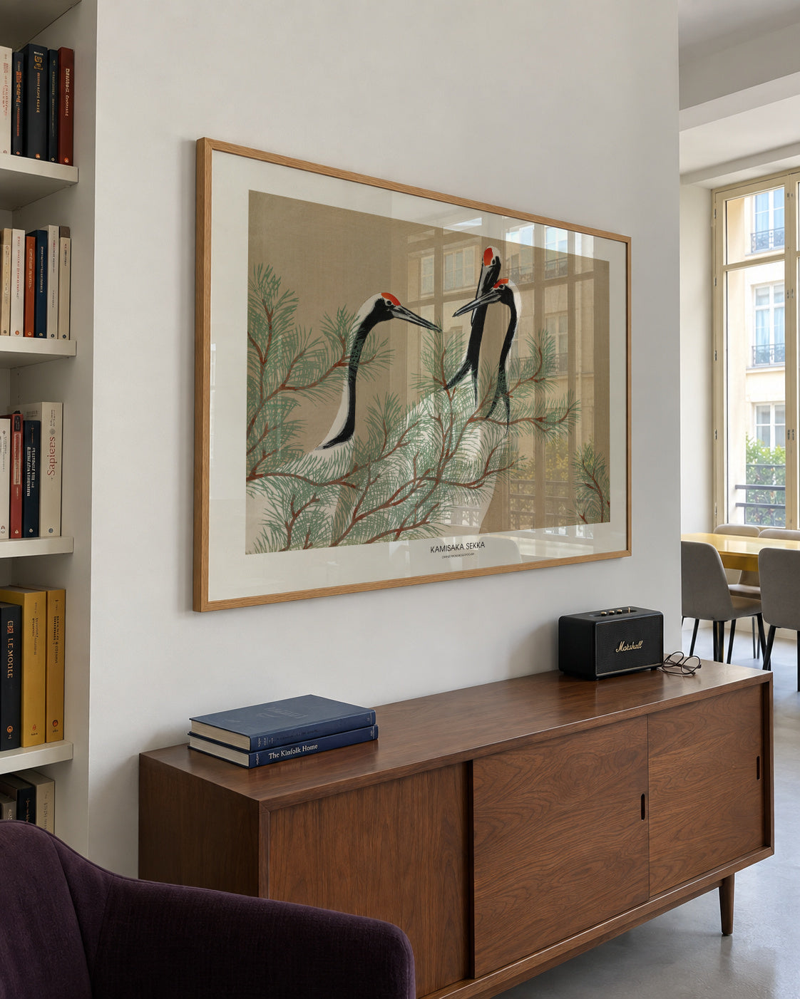 Cranes From Momoyogusa - Framed poster in an interior