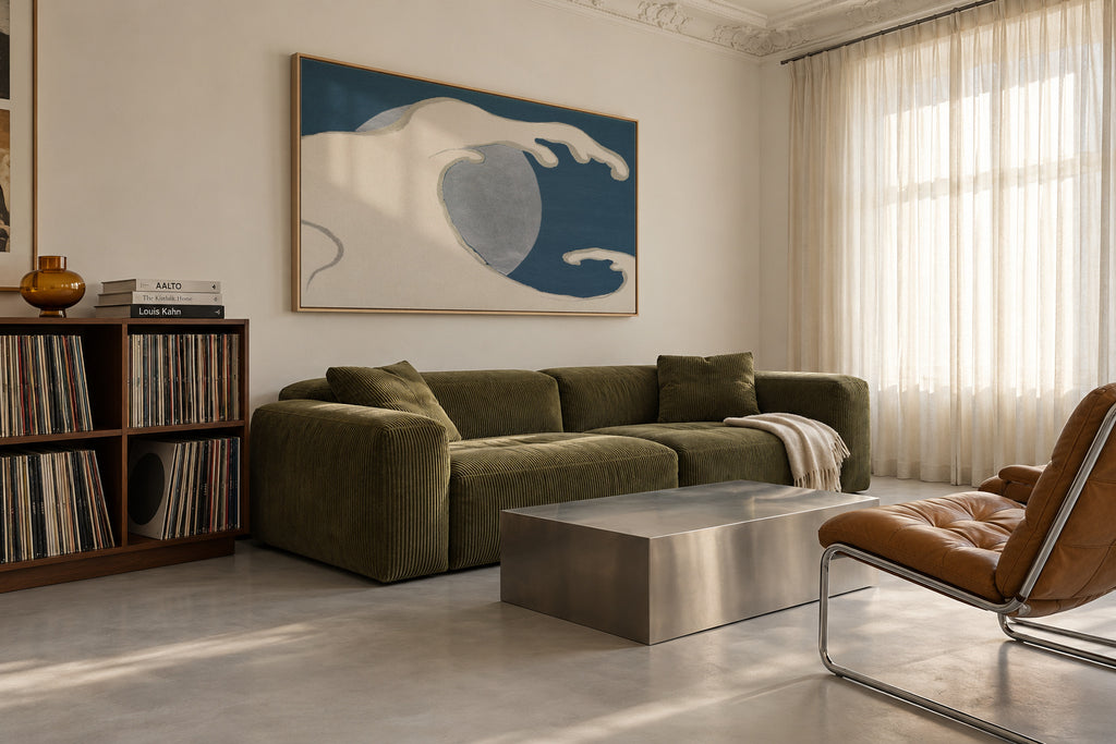 Waves and sun from Momoyogusa - Framed canvas in an interior