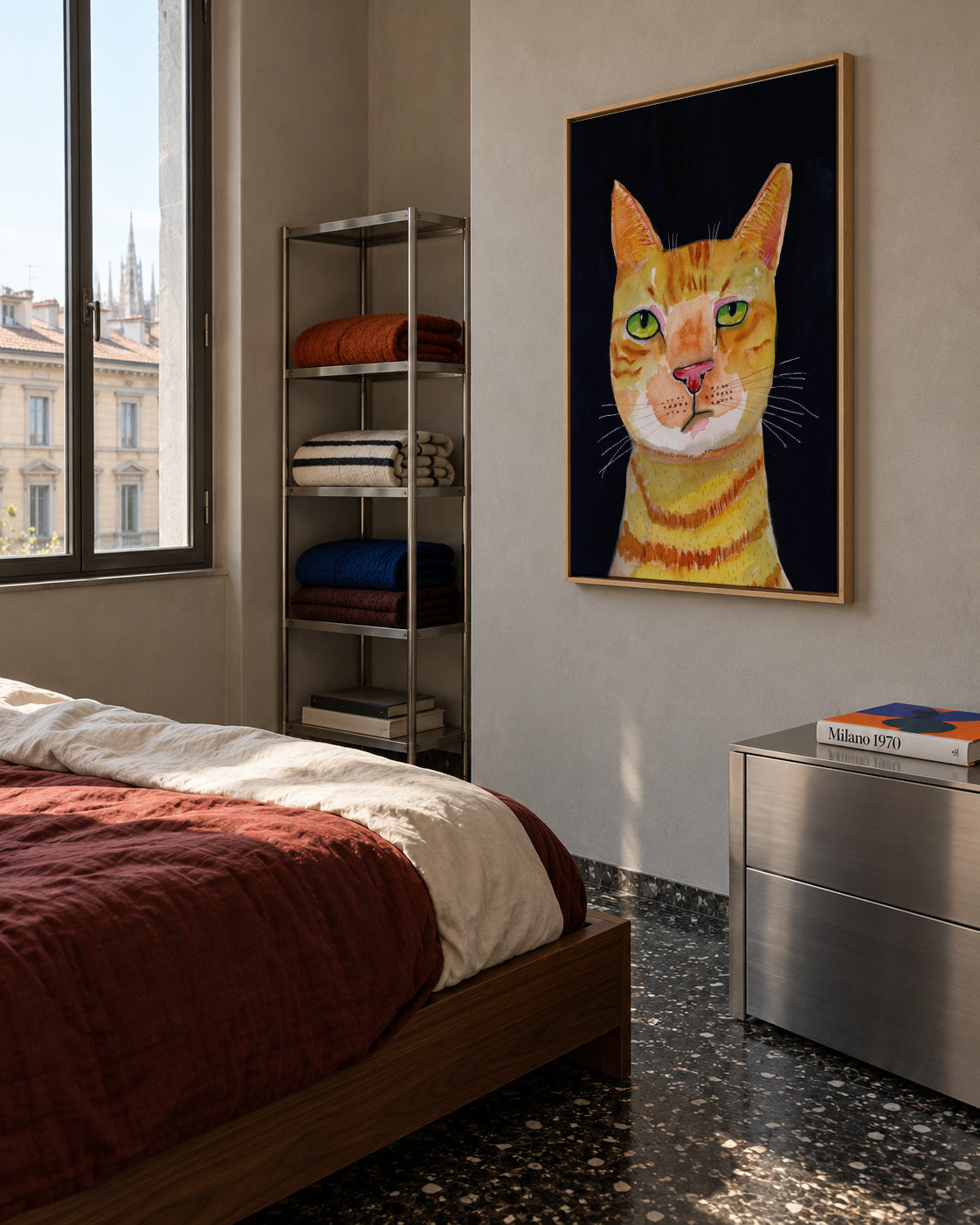 Ginger Cat - Framed canvas in an interior