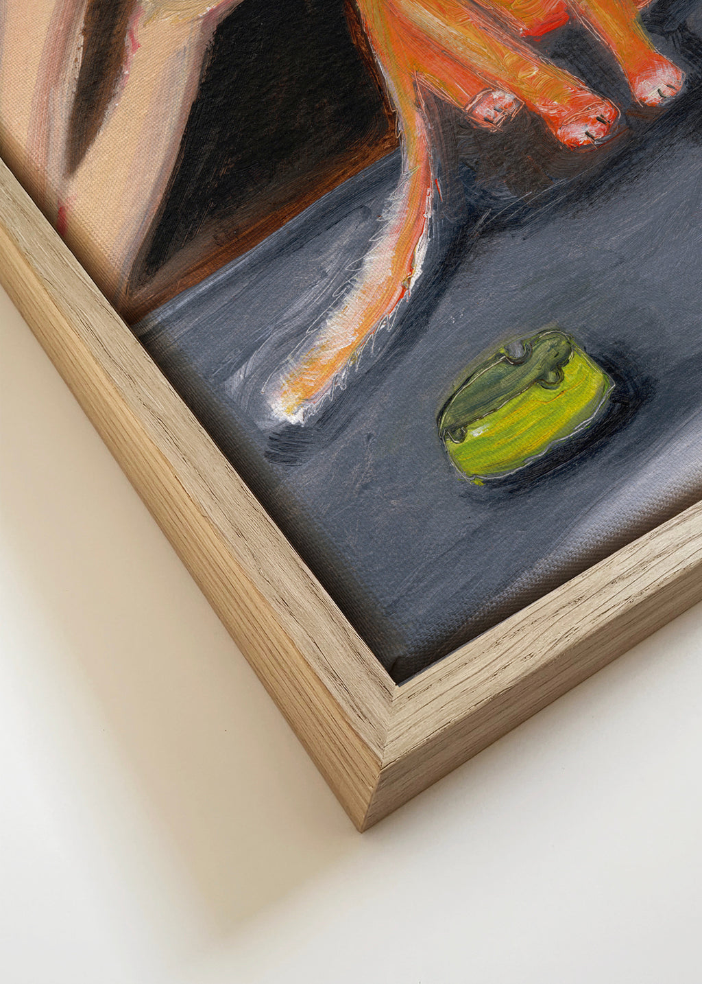 Vintage woman with cocktail and cat - Framed canvas detail