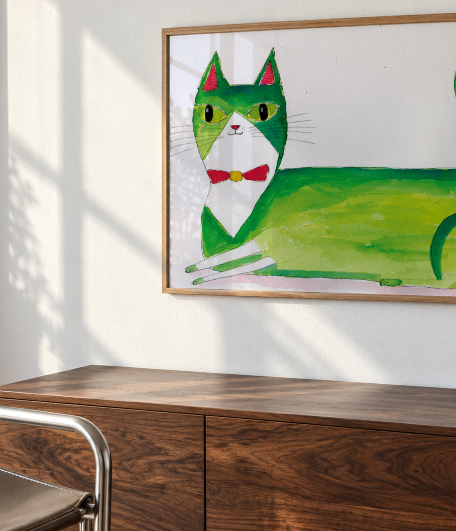 The green cat - Framed poster detail