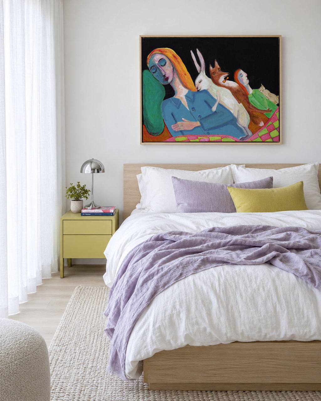 Five in the Bed - Framed canvas in an interior