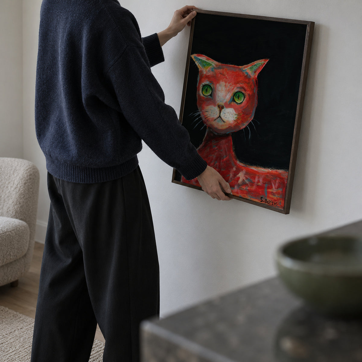 Red Cat - Framed poster in an interior