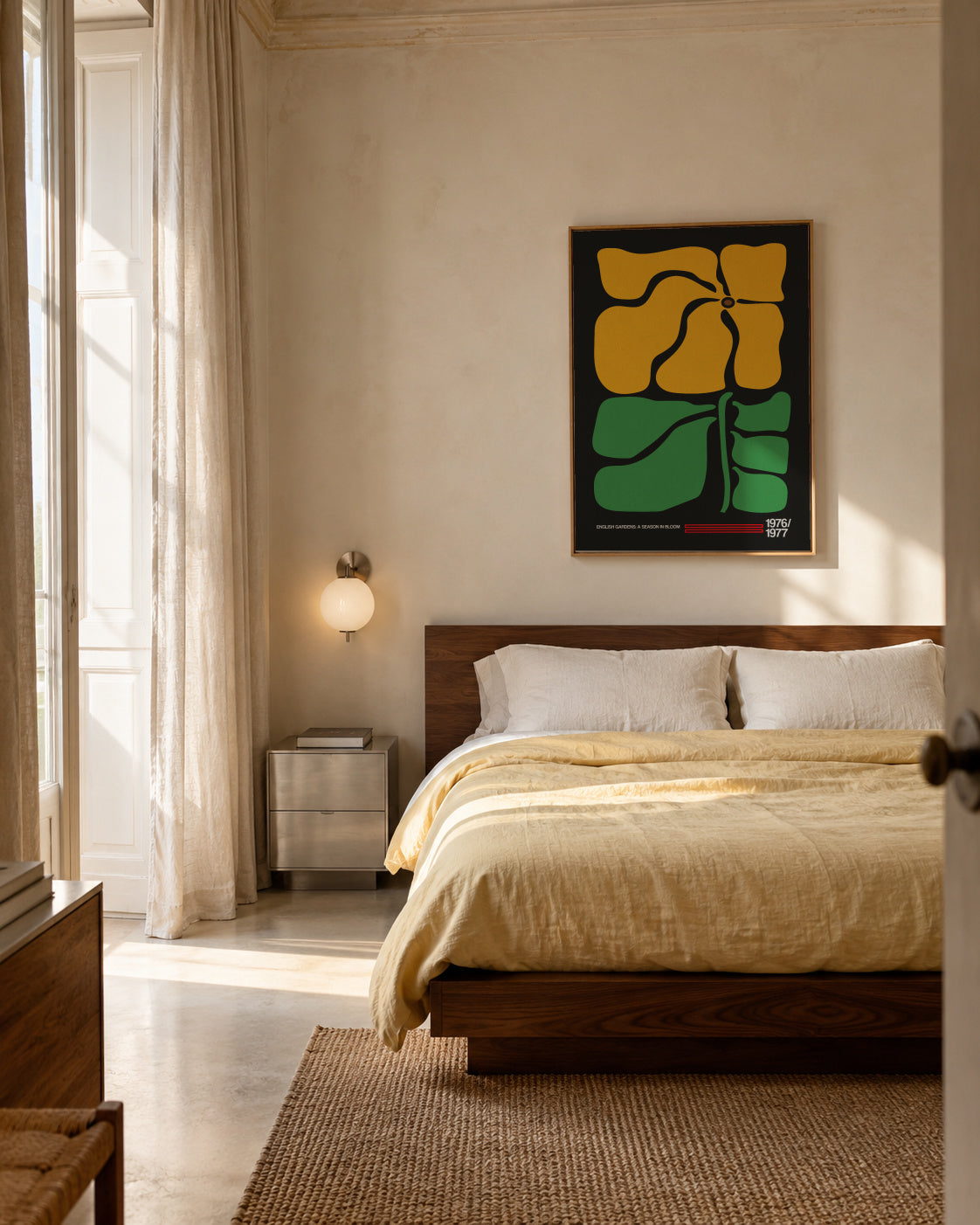 English Gardens Grey - Framed canvas in an interior