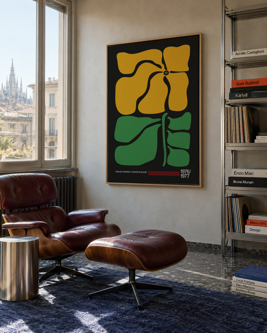 English Gardens Grey - Framed canvas in an interior