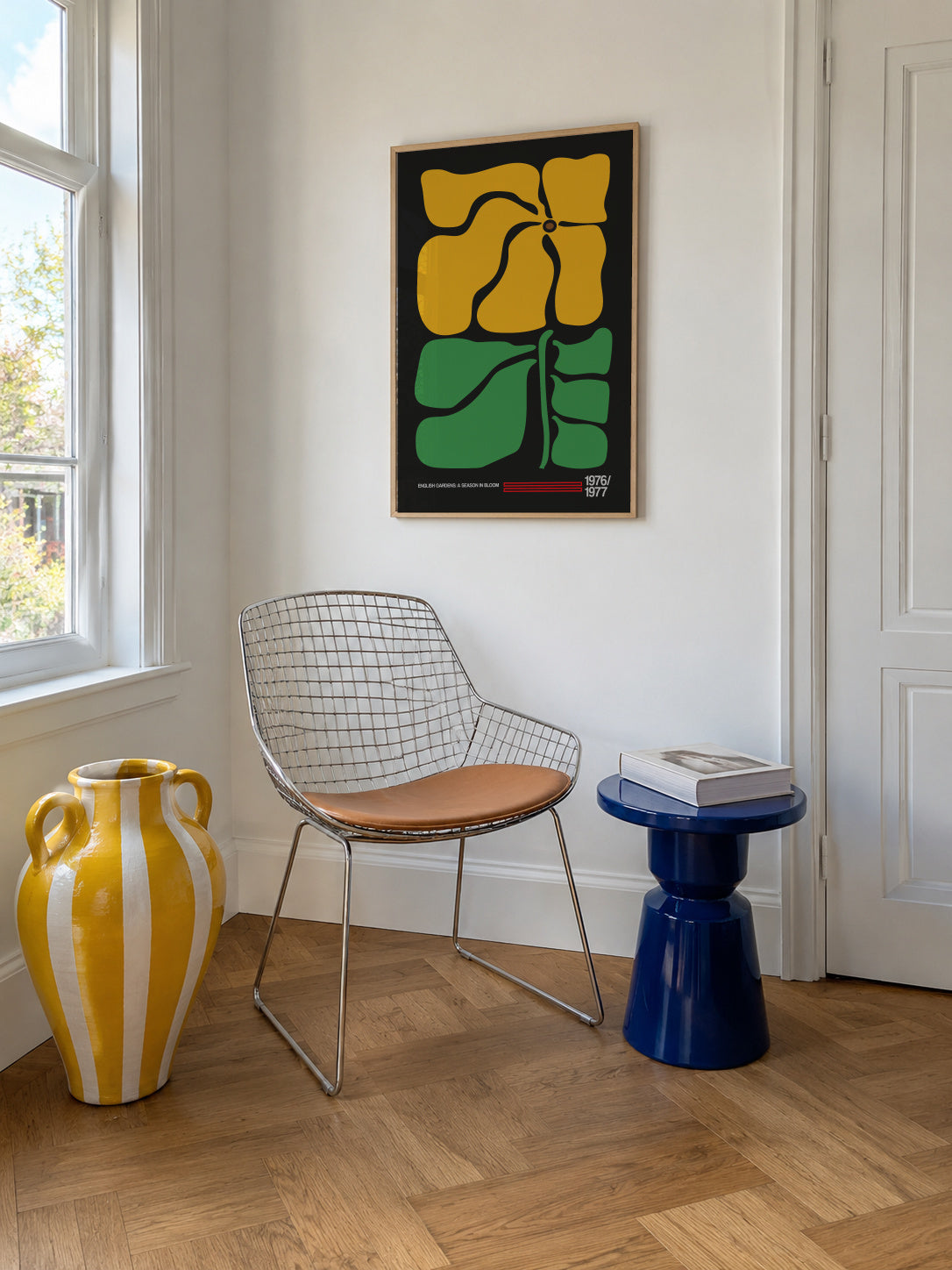 English Gardens Grey - Framed poster in an interior