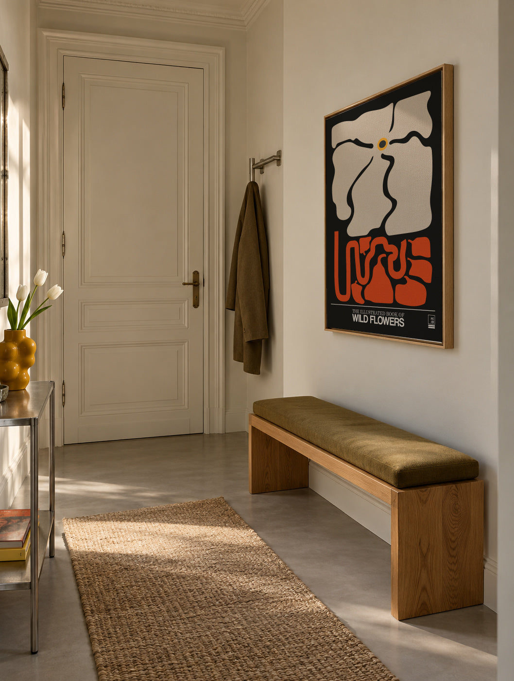 The Illustrated Book Of Wild Flowers Vol.1 Grey - Framed canvas in an interior