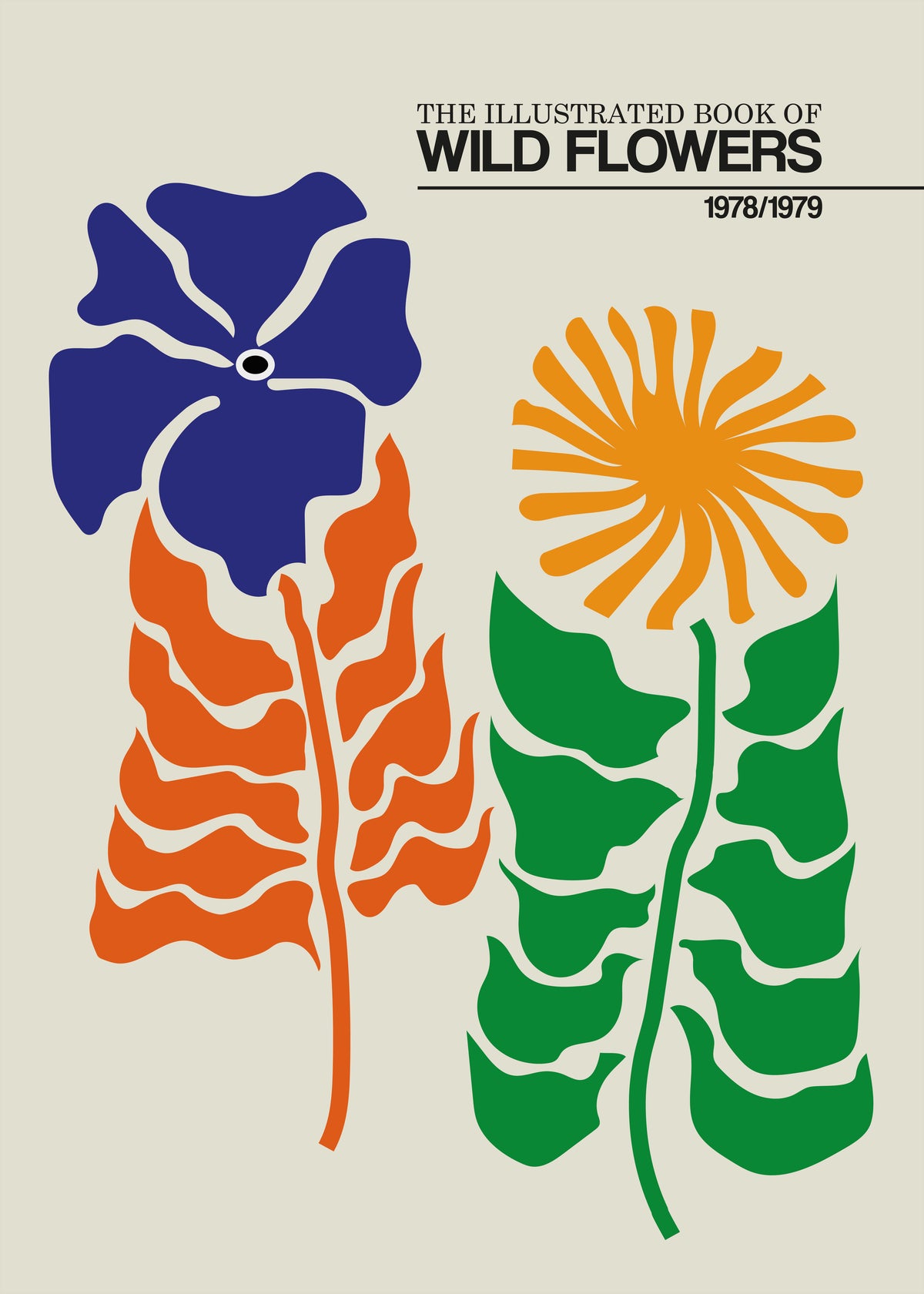 The Illustrated Book Of Wild Flowers Vol.2 Greige - Unframed art print