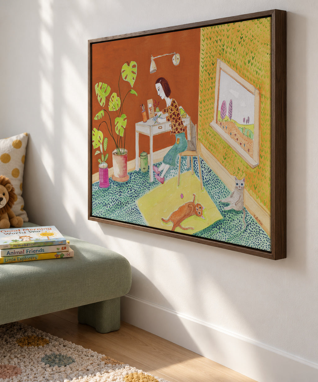 Life with Cats - Framed canvas in an interior