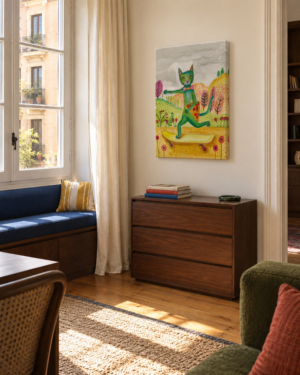 Pizza Cat - Unframed canvas in an interior