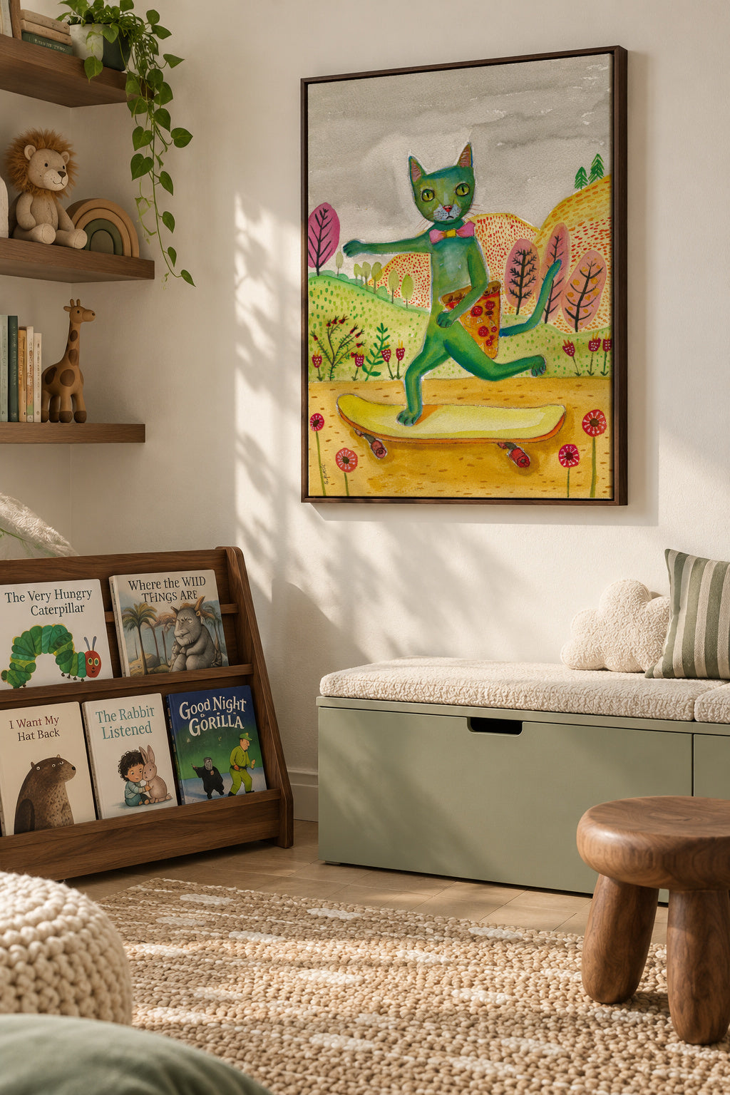 Pizza Cat - Framed canvas in an interior
