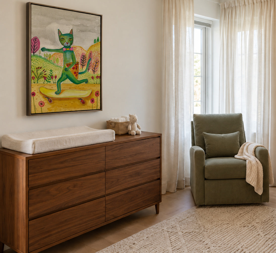 Pizza Cat - Framed canvas in an interior
