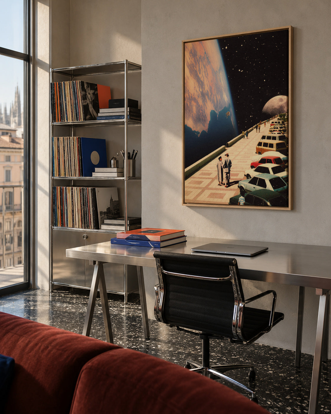 Space Promenade - Framed canvas in an interior