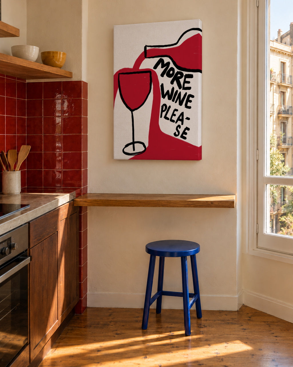 More Wine Please - Unframed canvas in an interior