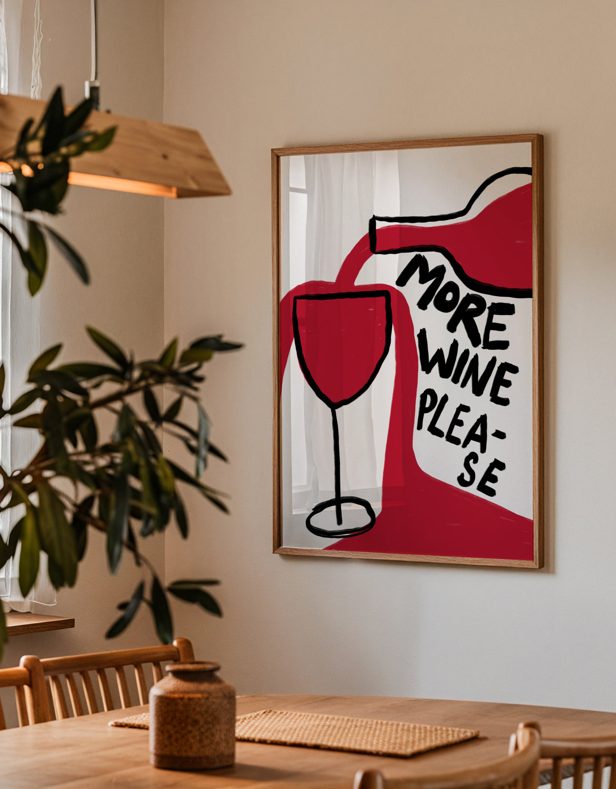 More Wine Please - Framed poster detail