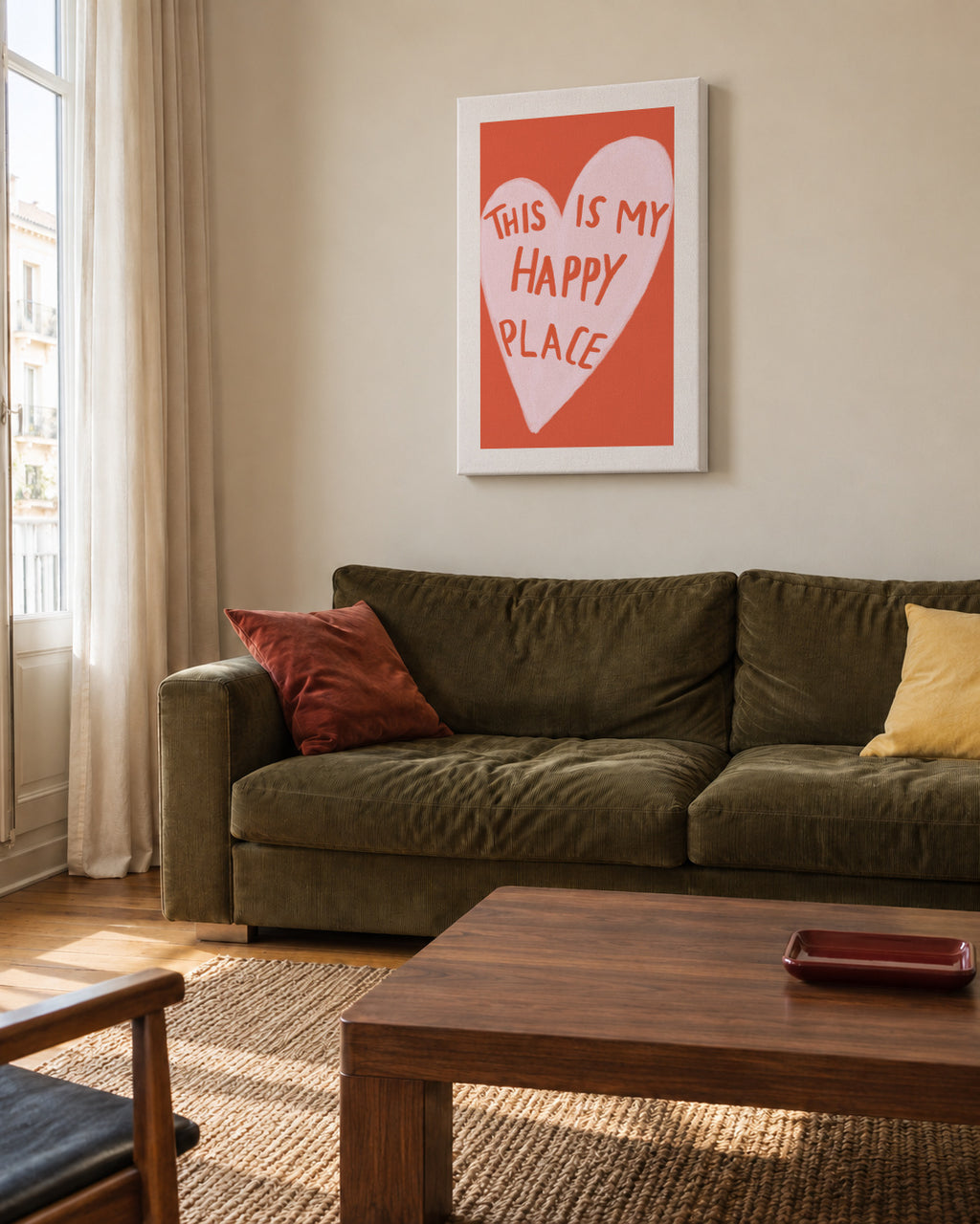 Happy Place - Unframed canvas in an interior