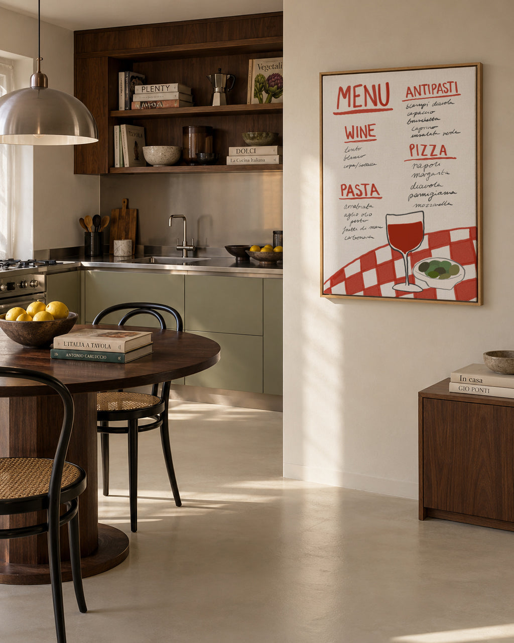 Italian Menu - Framed canvas in an interior