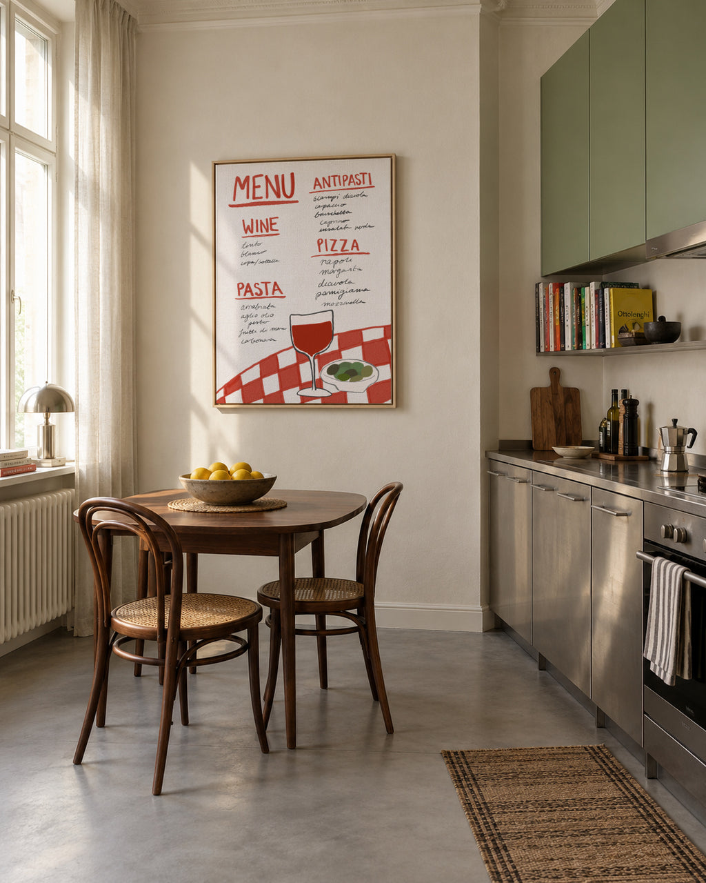Italian Menu - Framed canvas in an interior