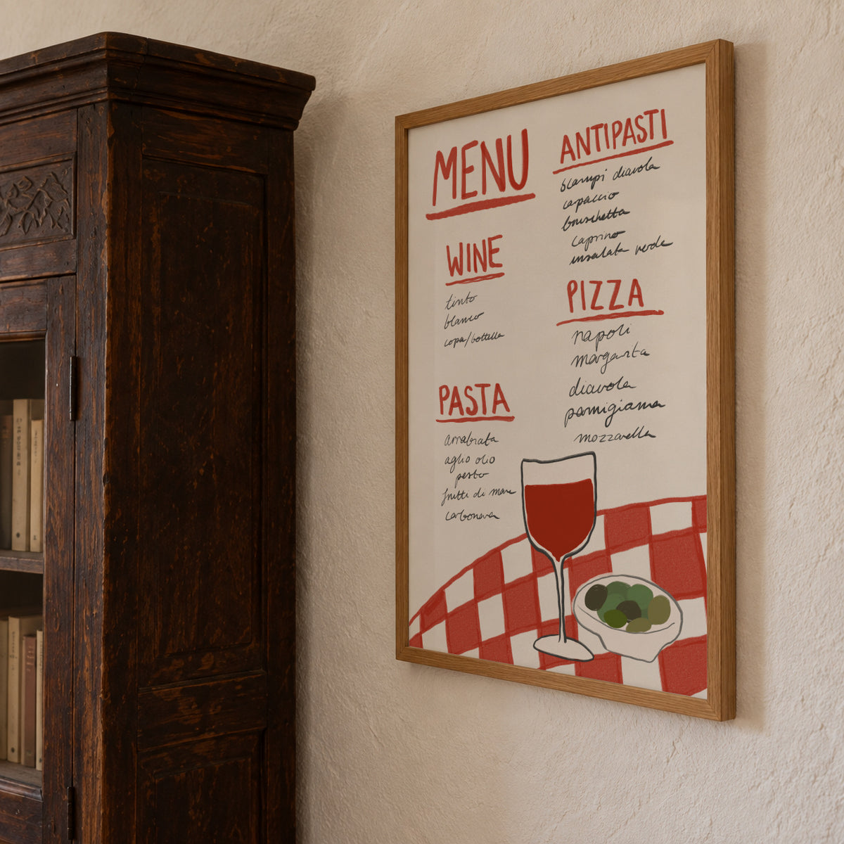 Italian Menu - Framed poster detail