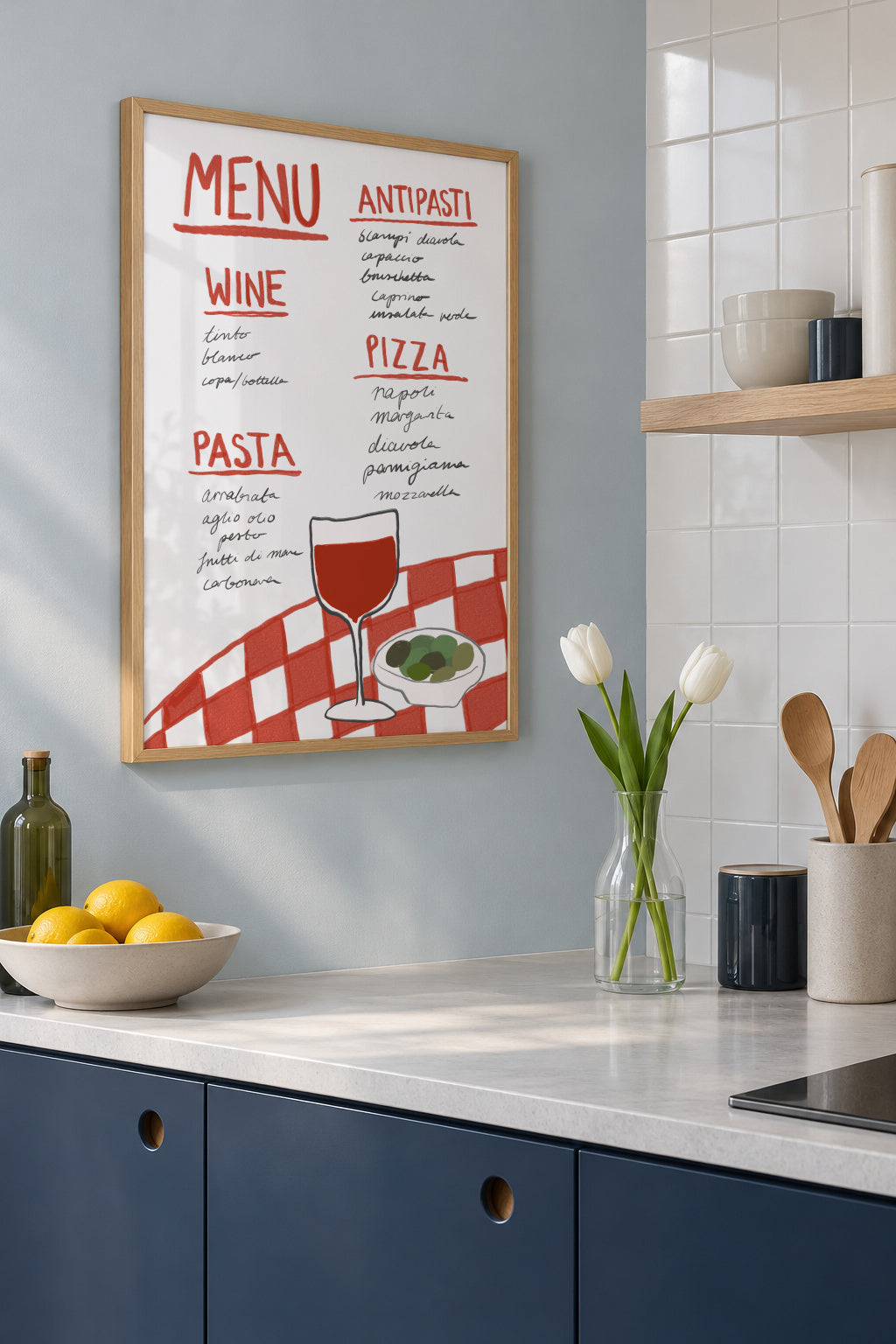 Italian Menu - Framed poster in an interior