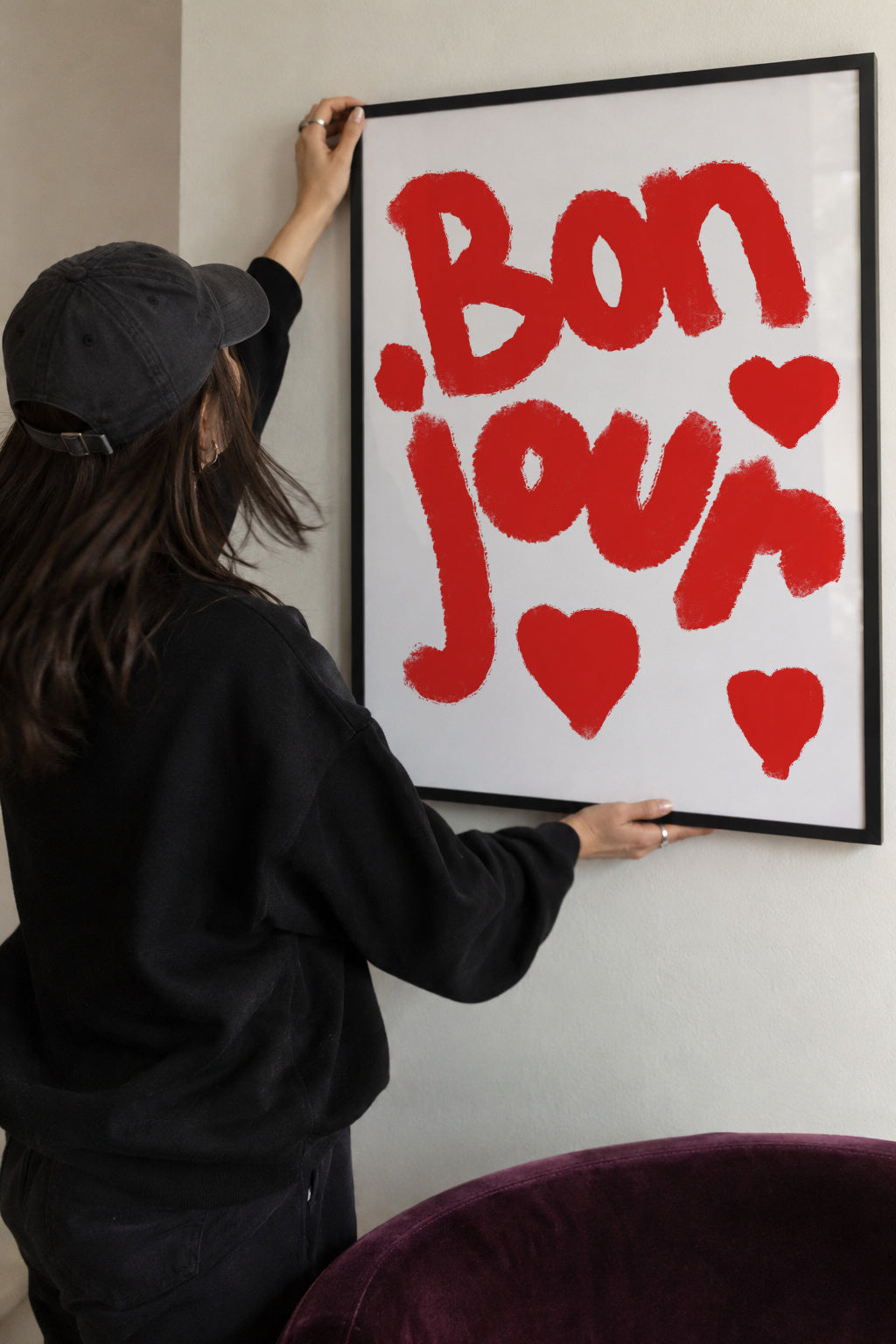 Bonjour Hearts - Framed poster detail