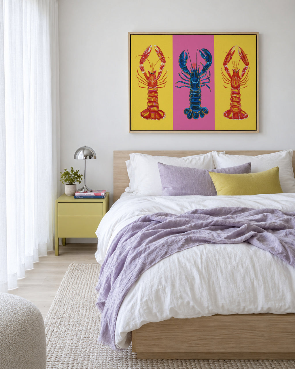 Lobster Langoustines Pop Art 2 - Framed canvas in an interior