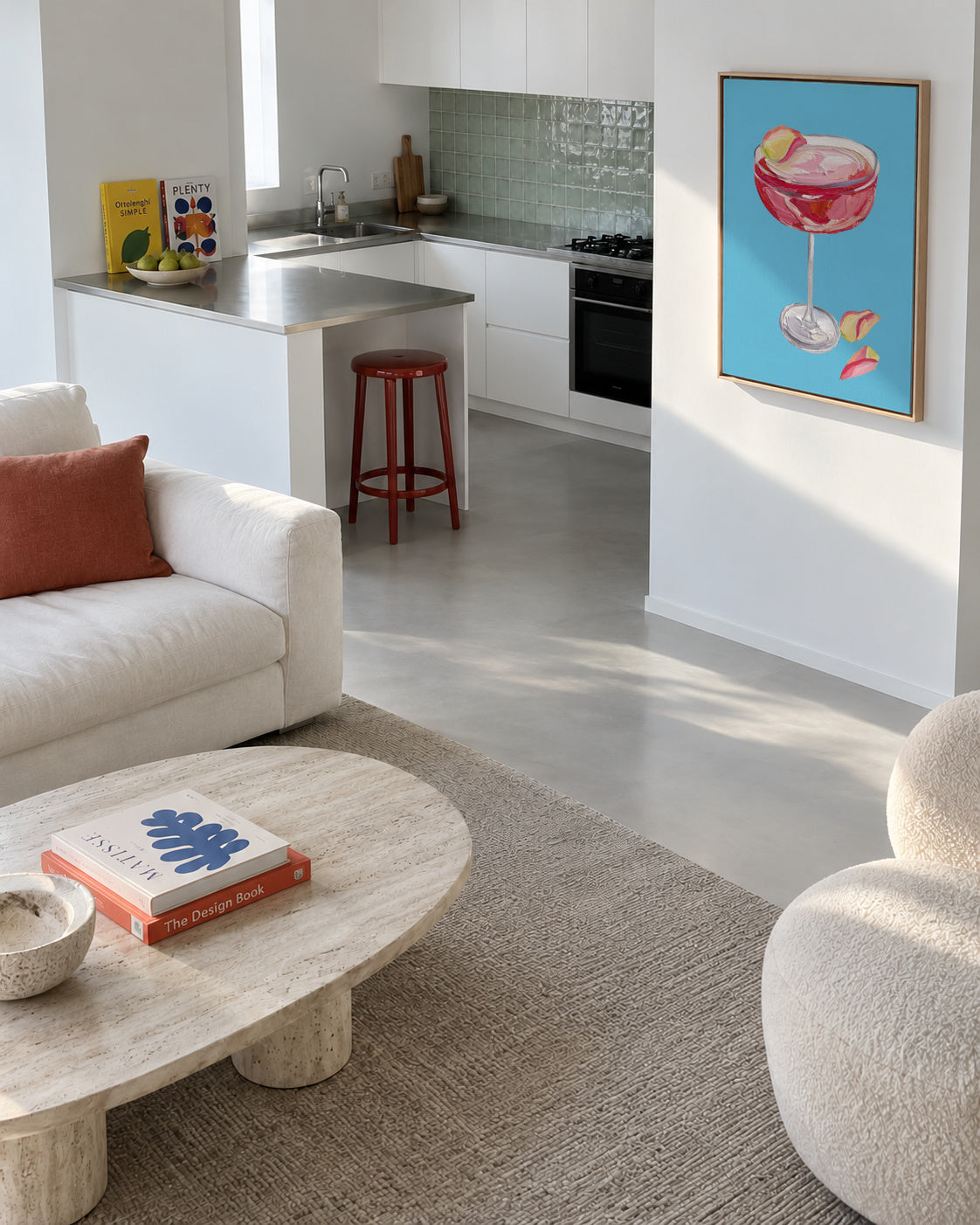 Sparkling Rose Gin Cocktail - Framed canvas in an interior