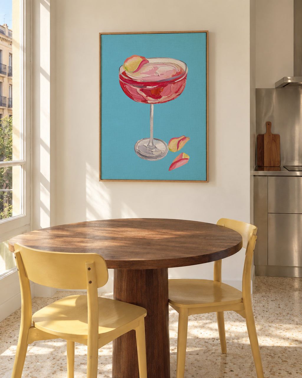 Sparkling Rose Gin Cocktail - Framed canvas in an interior