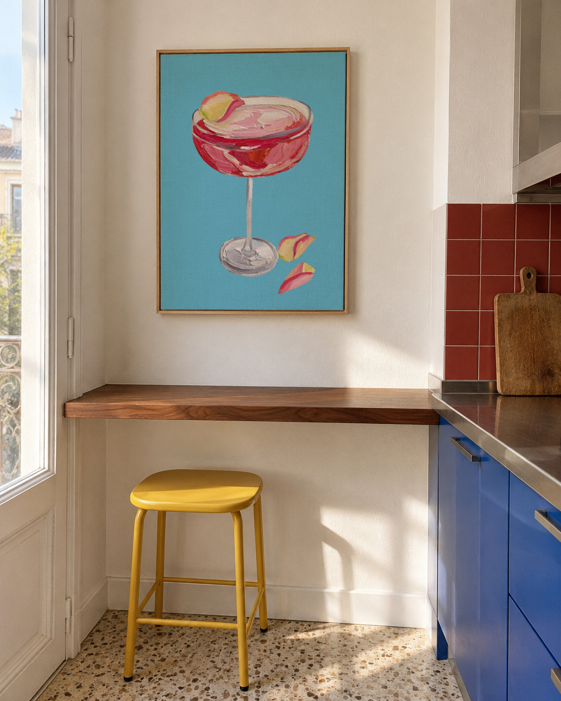 Sparkling Rose Gin Cocktail - Framed canvas in an interior