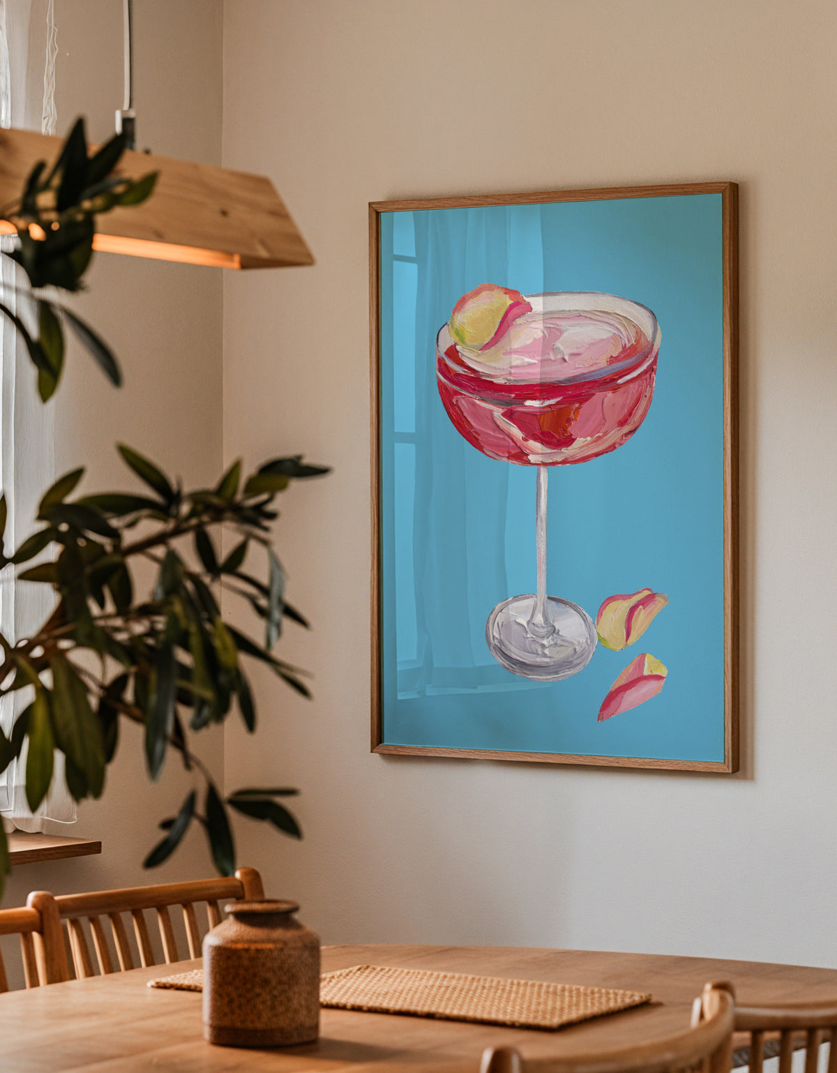 Sparkling Rose Gin Cocktail - Framed poster detail