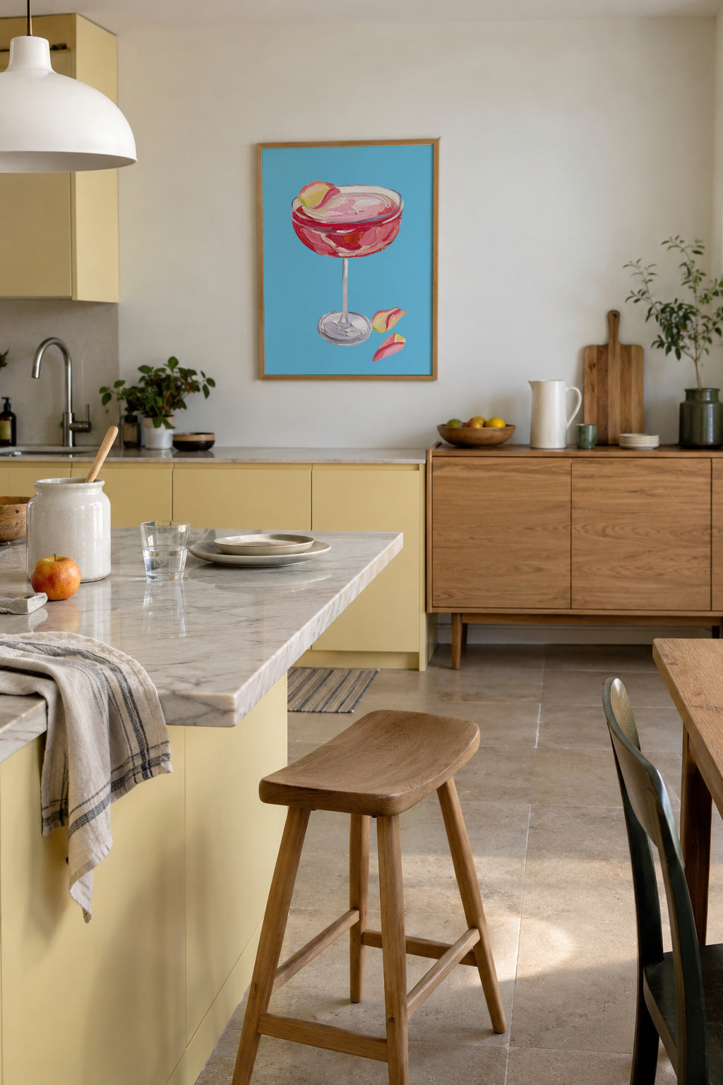Sparkling Rose Gin Cocktail - Framed poster in an interior