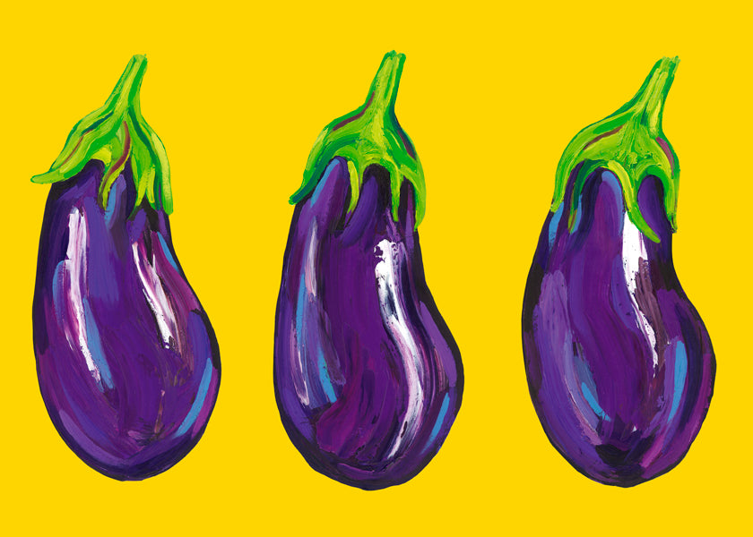 Aubergines On Yellow