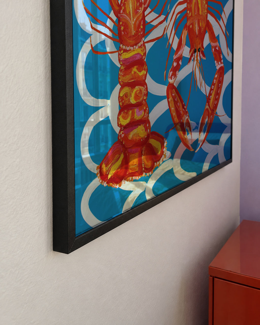Langoustines On Blue - Framed poster detail